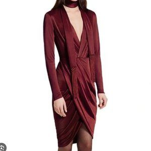 NWT Altuzarra for Target Burgundy/Maroon/Red Wrap Deep V Tulip Hem Dress Size 8